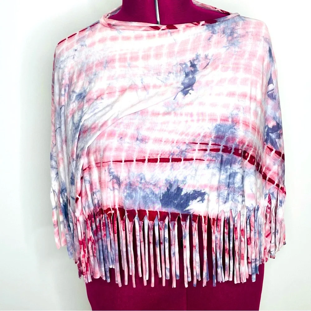 Shawl Dawls Boho tie dye fringe convertible hippie shawl scarf NWT One Size